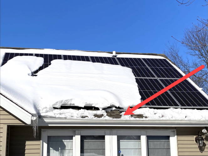 Premium AI Image  Snow removal tools resting on solar panels