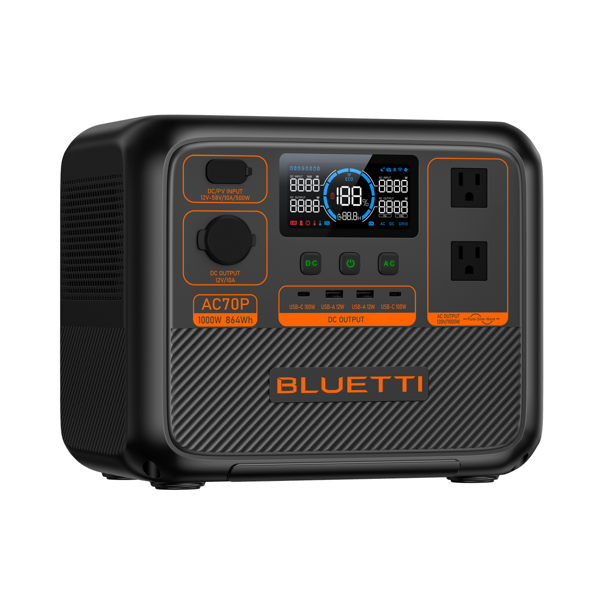 BLUETTI AC70P Portable Power Station | 1000W 864Wh -A
