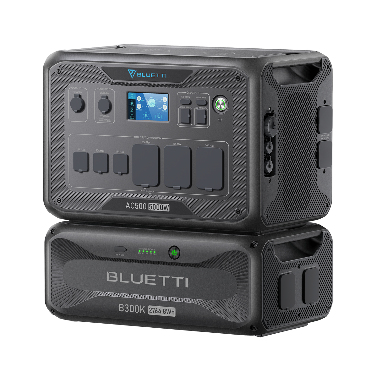 BLUETTI Solar Generator AC500 & B300K Expansion Battery, 2,764.8Wh LiFePO4 Battery Generator w/ 6 5,000W AC Outlets (10KW Peak), 50A NEMA 14-50R, Modular Power System for Home Use, Emergency