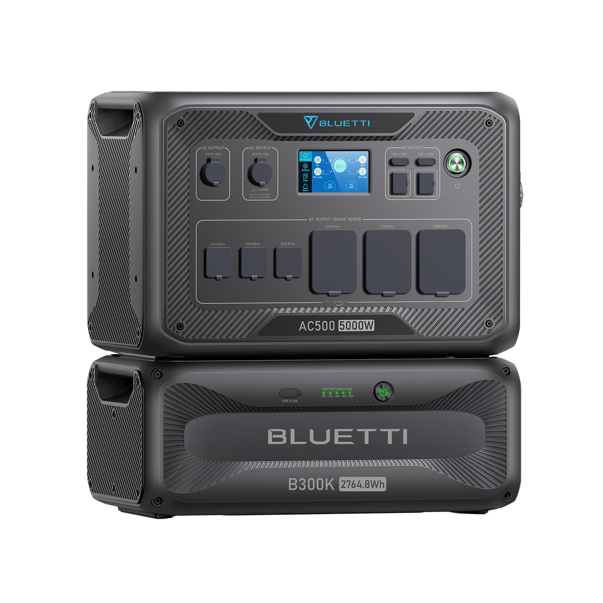 BLUETTI Solar Generator AC500 & B300K Expansion Battery, 2,764.8Wh LiFePO4 Battery Generator w/ 6 5,000W AC Outlets (10KW Peak), 50A NEMA 14-50R, Modular Power System for Home Use, Emergency