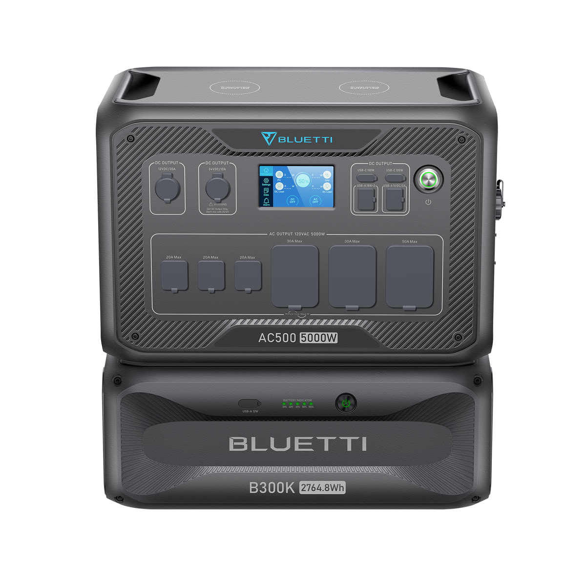 BLUETTI Solar Generator AC500 & B300K Expansion Battery, 2,764.8Wh LiFePO4 Battery Generator w/ 6 5,000W AC Outlets (10KW Peak), 50A NEMA 14-50R, Modular Power System for Home Use, Emergency