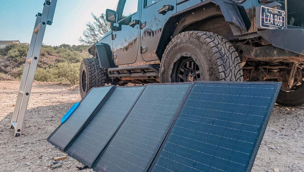portable solar panel set up