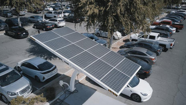 solar panels charging a car