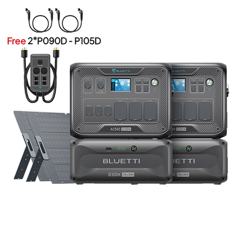 BLUETTI 2*AC500+2*B300K+2*350W Solar+P030A | Home Battery Backup