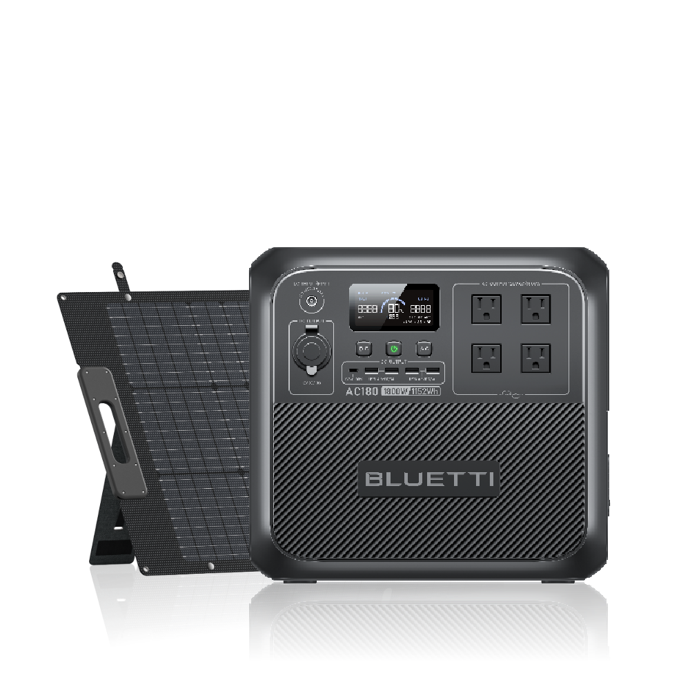 BLUETTI AC180 1,800W Solar Generator, 500W Max Solar Input