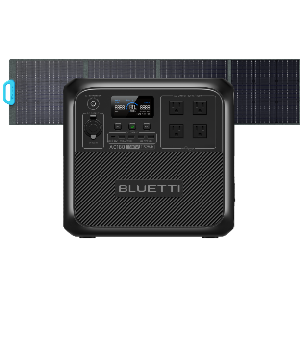  BLUETTI Solar Generator AC180 with 2 PV200 Solar Panel  Included, 1152Wh Portable Power Station w/ 4 1800W (2700W Surge) AC  Outlets, LiFePO4 Emergency Power for Camping, Off-grid, Power Outage 