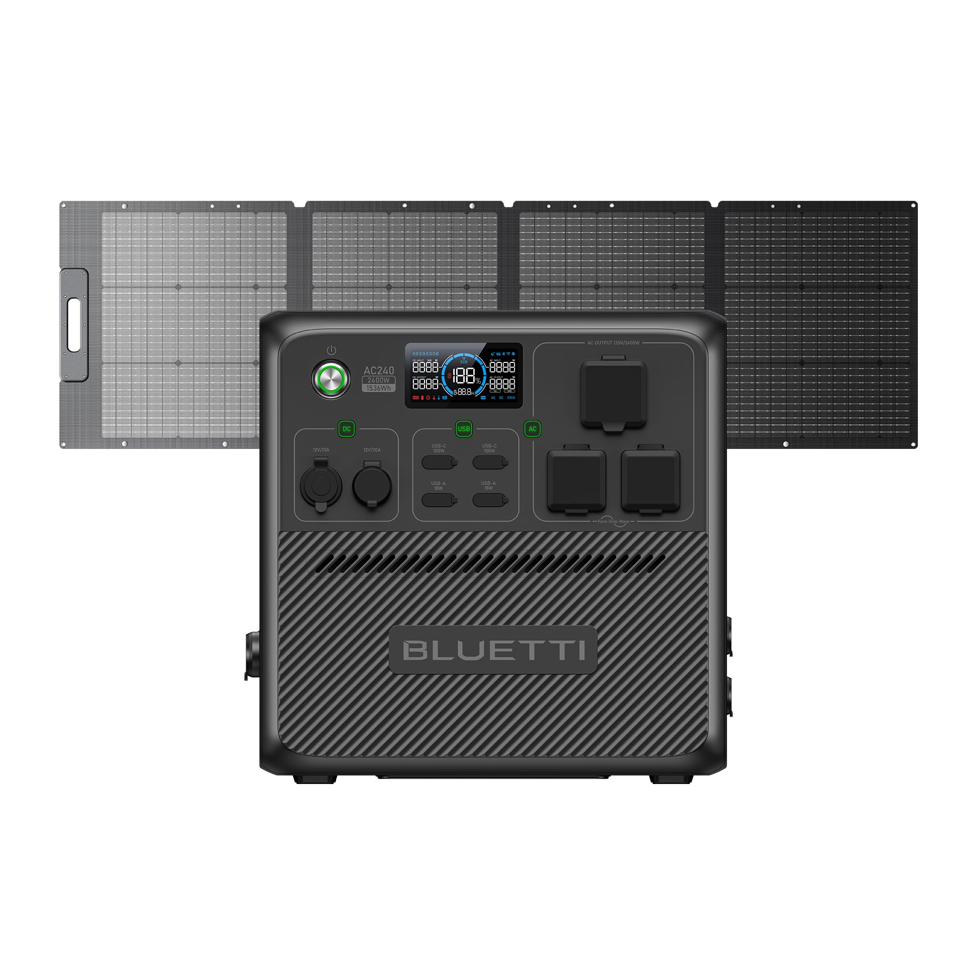 BLUETTI AC240 2400W Portable Power Station - 1536Wh LFP, Solar Generator, IP65 (Used - 99% New)