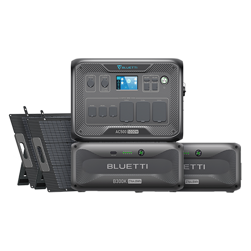 BLUETTI AC500+2*B300K+2*200W Solar (Free P090D-P150D Cable) | Home Battery Backup
