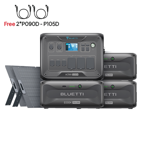 BLUETTI AC500+3*B300K+2*350W Solar (Free P090D-P150D Cable) | Home Battery Backup