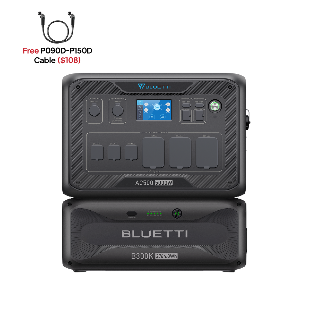 BLUETTI AC500+B300K (Free P090D-P150D Cable) | Home Battery Backup