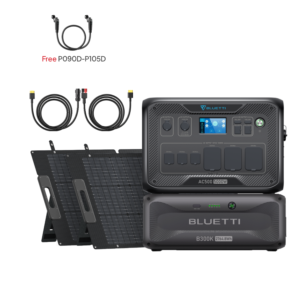 BLUETTI AC500+B300K+2*200W Solar+RV Cable  (Free P090D-P150D Cable) | Home Battery Backup