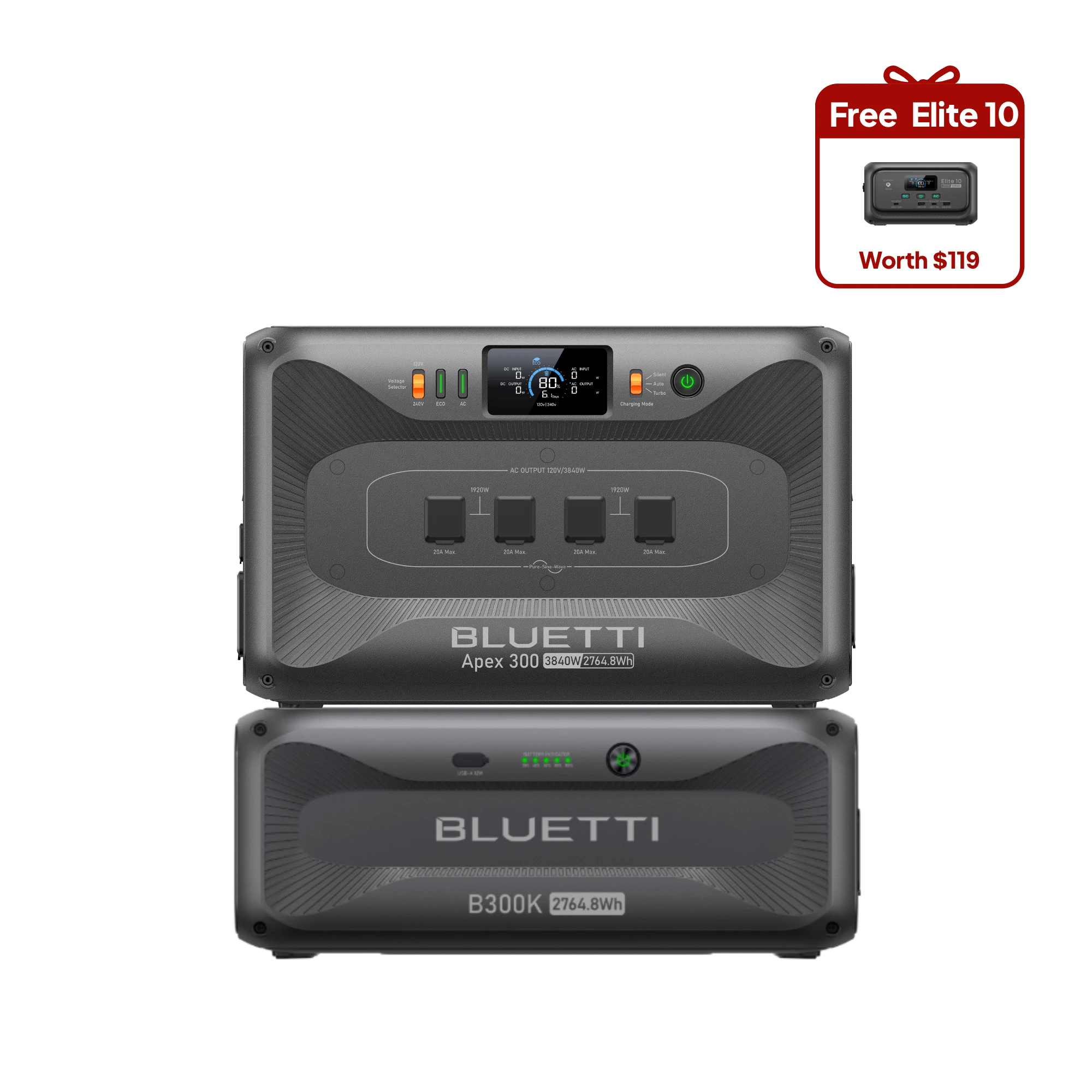 ほぼ新品 BLUETTI Apex300家庭用蓄電池 ポータブル電源 Apex_300_B300K_elite_10_1x_82a