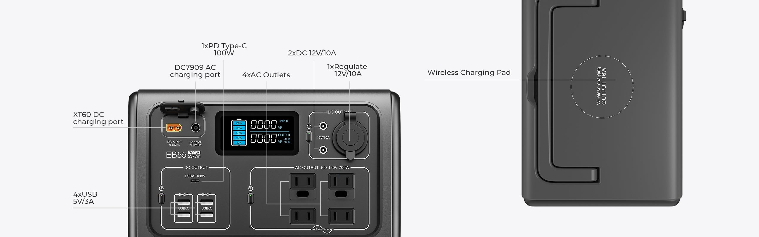 BLUETTI EB55 Portable Power Station 700W 537WH