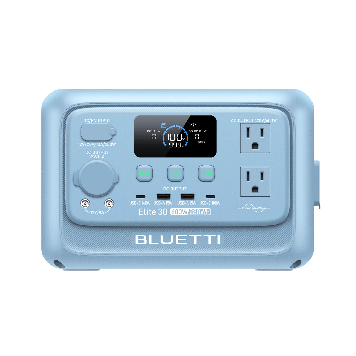 BLUETTI Elite 30 V2 Portable Power Station | 600W 288Wh  (Glacier Blue)