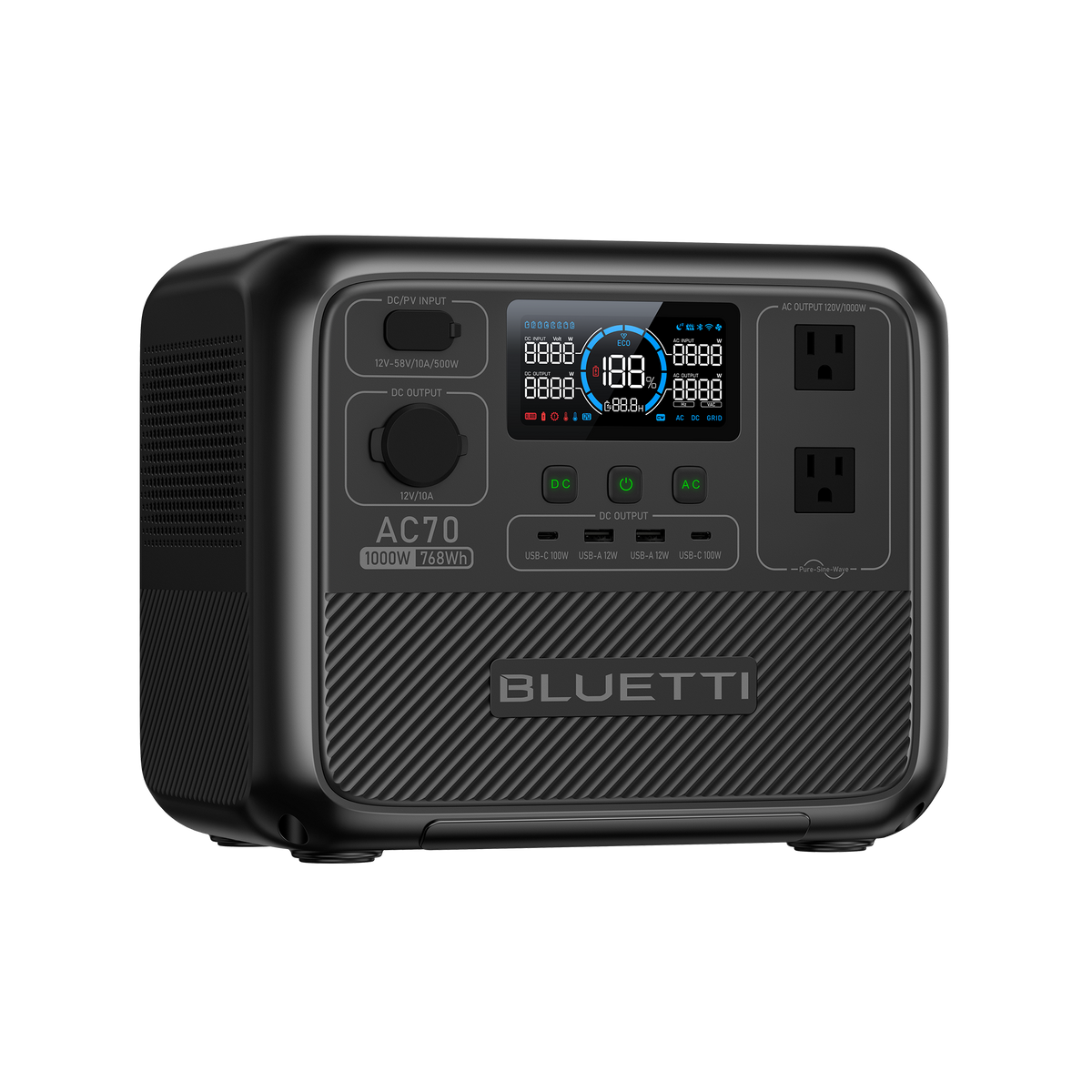 Bluetti EB70 EB70S 716Wh Portable Power Station Generator 800W / 1000W  Solar Generator Camping Fishing LiFePO4 Battery Backup