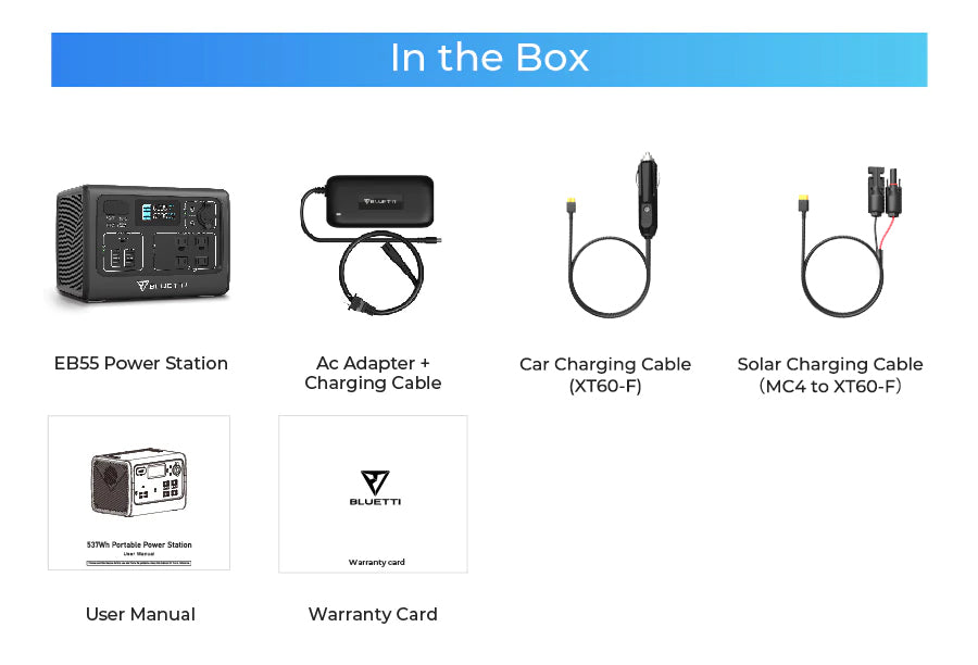 Bluetti EB55 Portable Power Station | 700W 537Wh | Ben's Deals