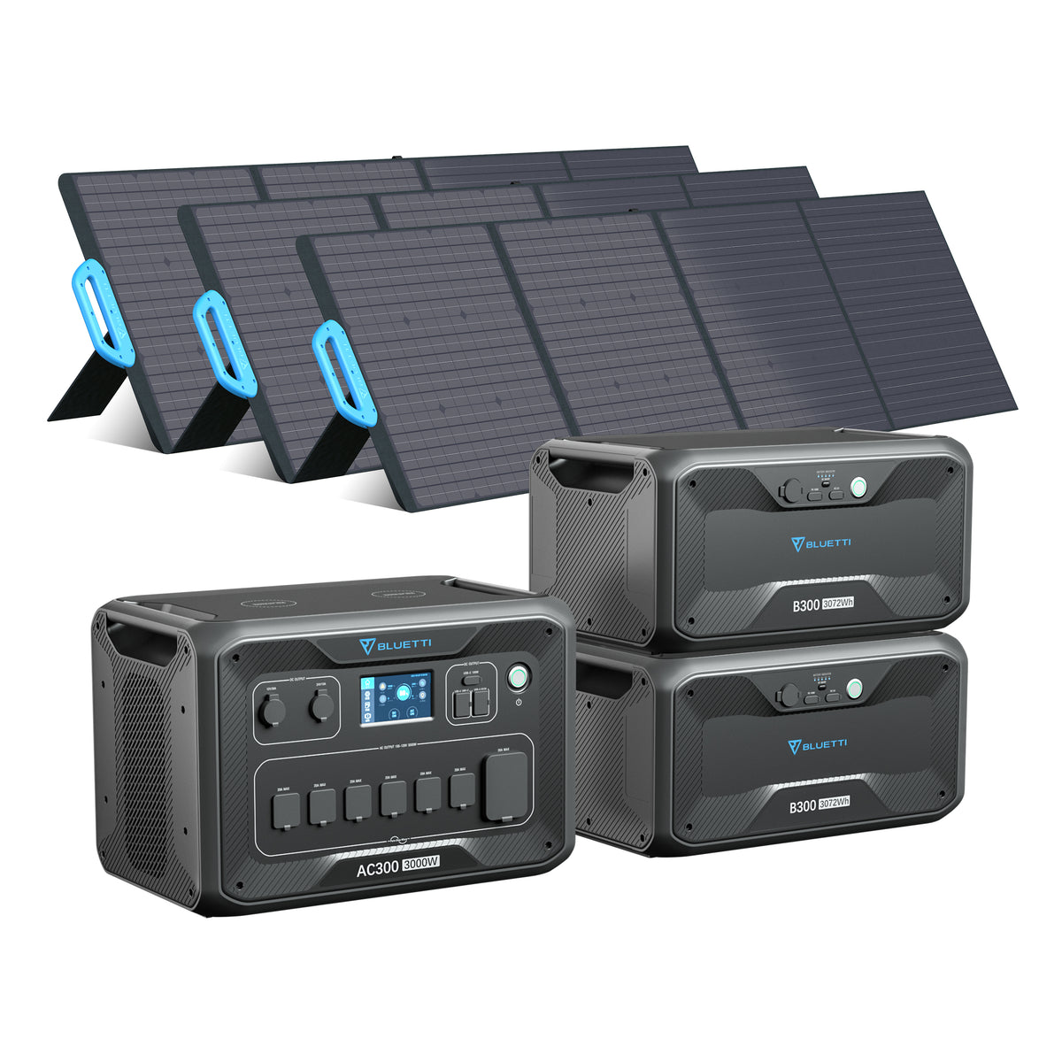 BLUETTI AC300 + 2*B300 + 3*PV200 | Home Battery Backup Grid-Tied System, Solar Generator Panel Kit